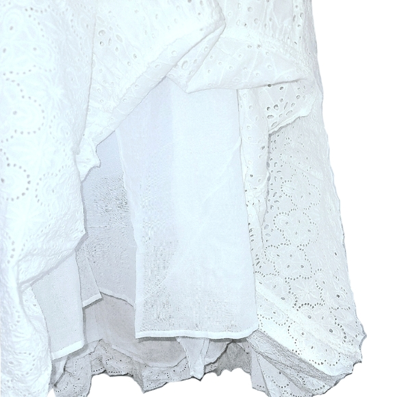 Sundance Jasmine Eyelet Midi Dress Womens Large Woven Cotton High Low Hem V-Neck - Picture 11 of 16